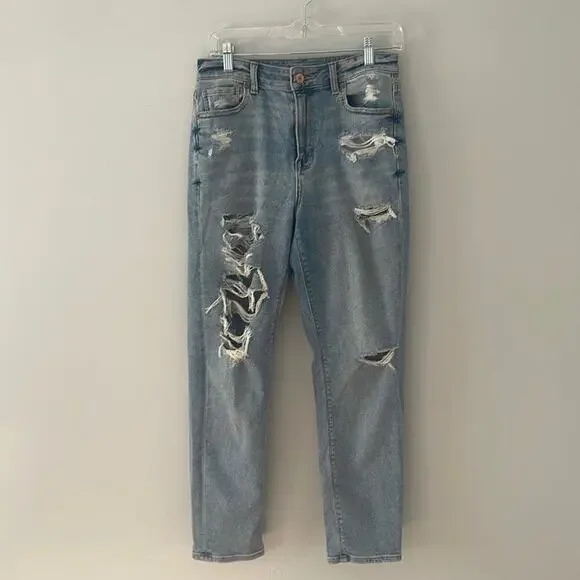 American Eagle Stretch Mom Jean Distressed Size 4 Regular - Picture 2 of 11